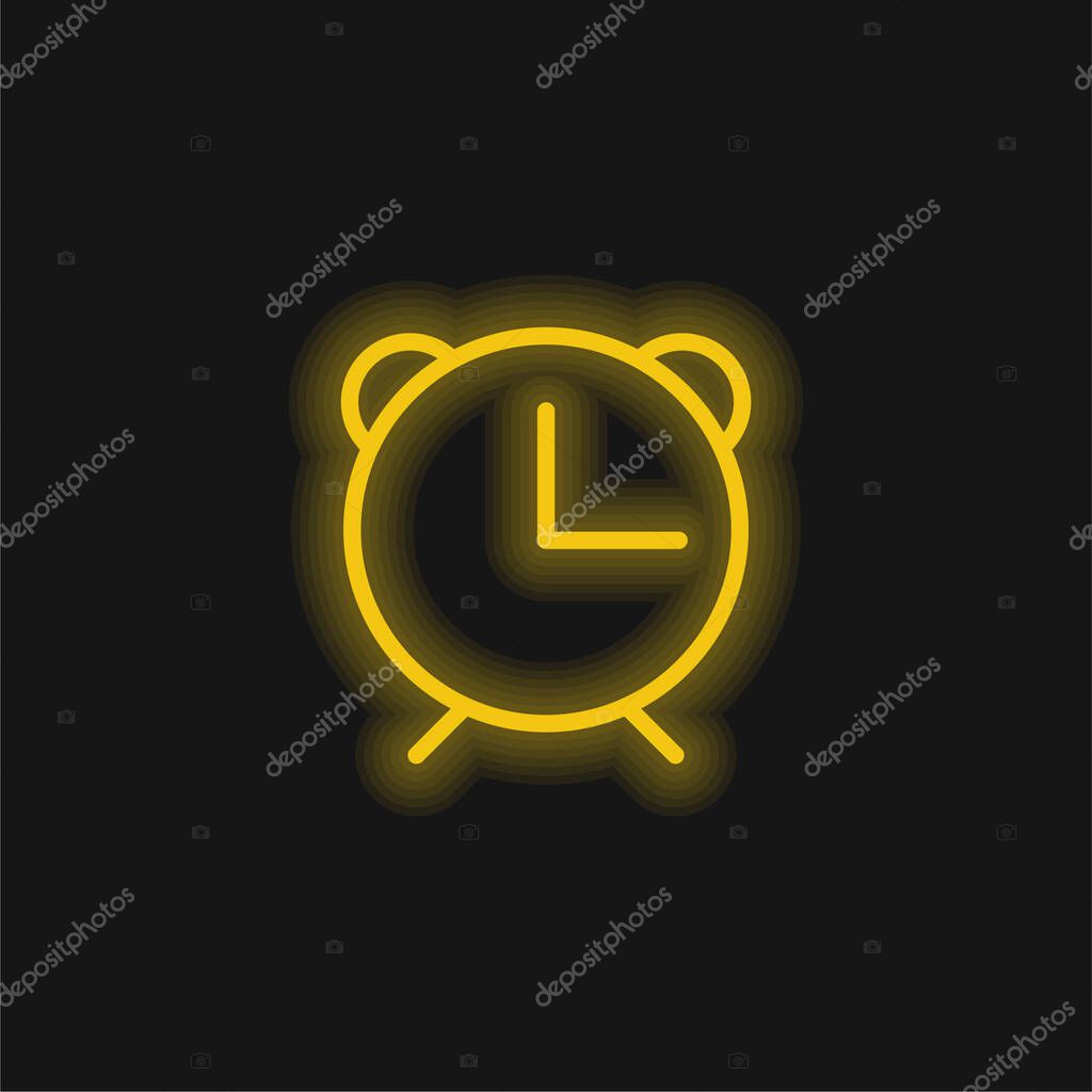 Alarm Clock yellow glowing neon icon