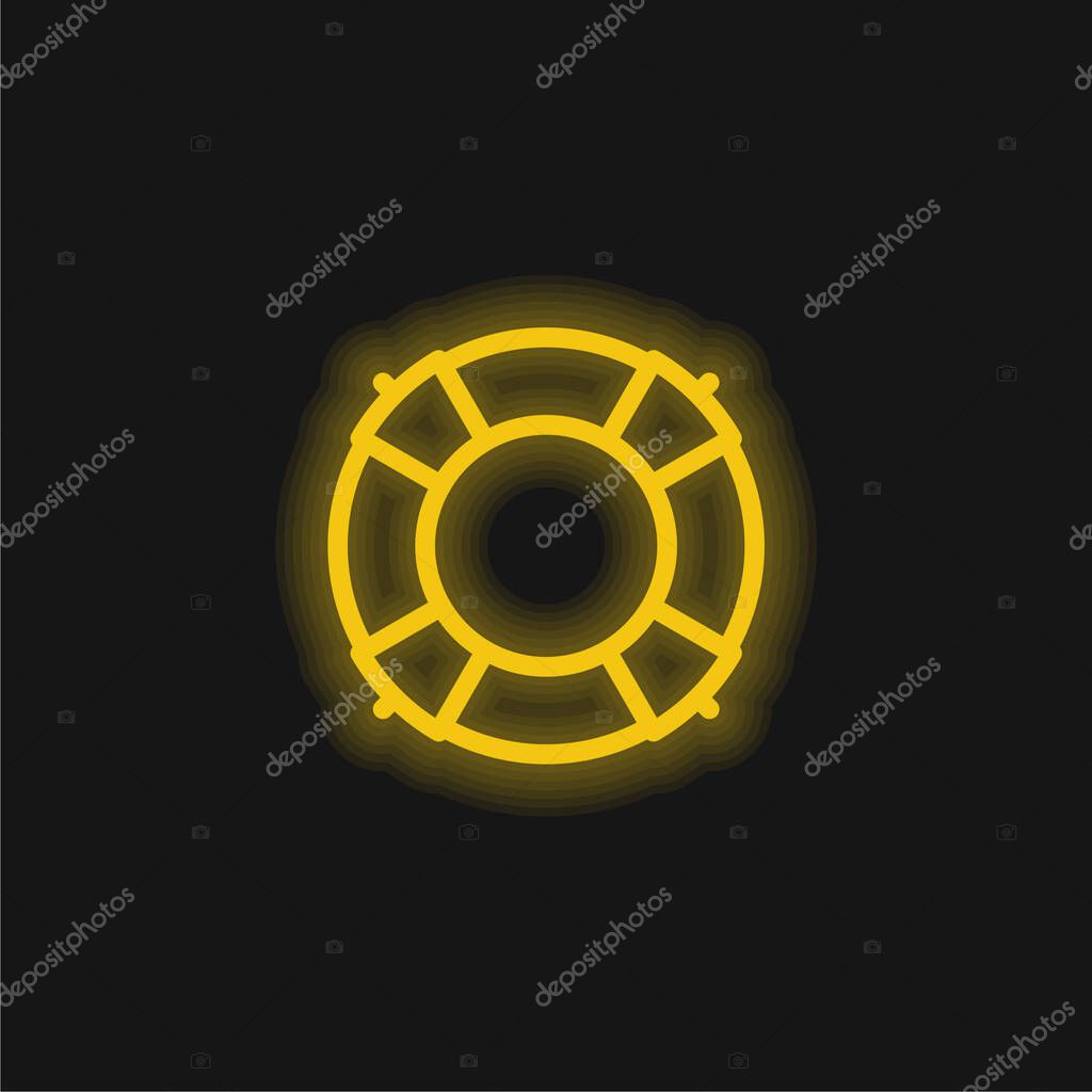 Big Lifesaver yellow glowing neon icon