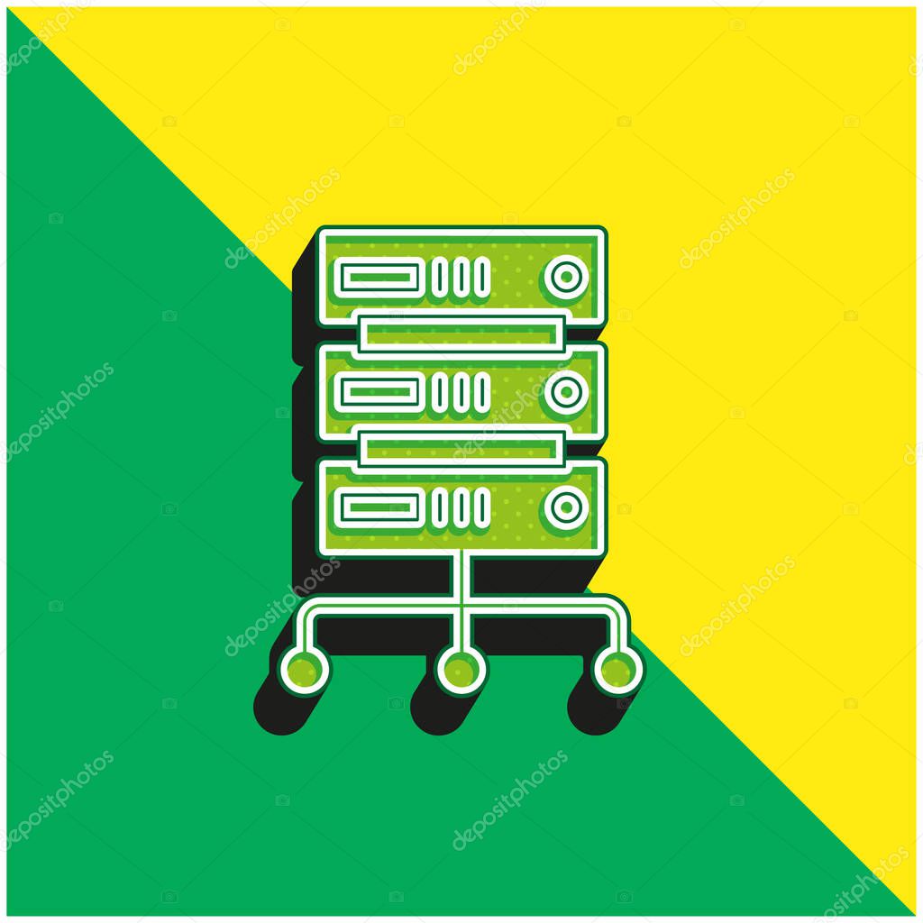 Big Data Green and yellow modern 3d vector icon logo