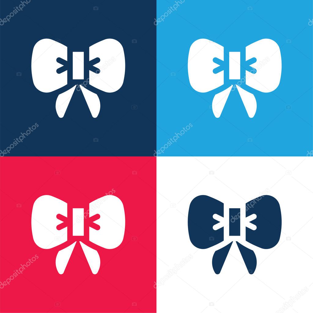 Bow Tie blue and red four color minimal icon set