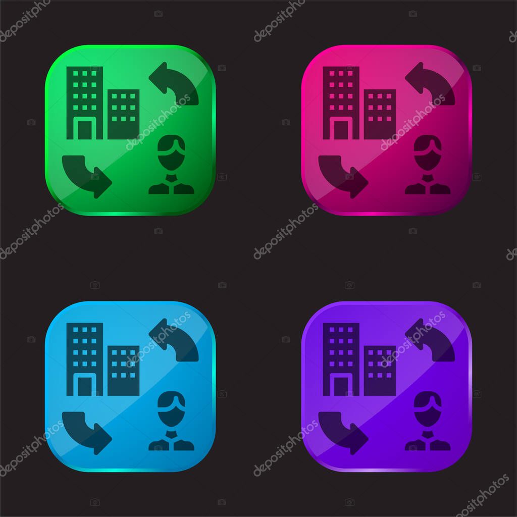 B2c four color glass button icon