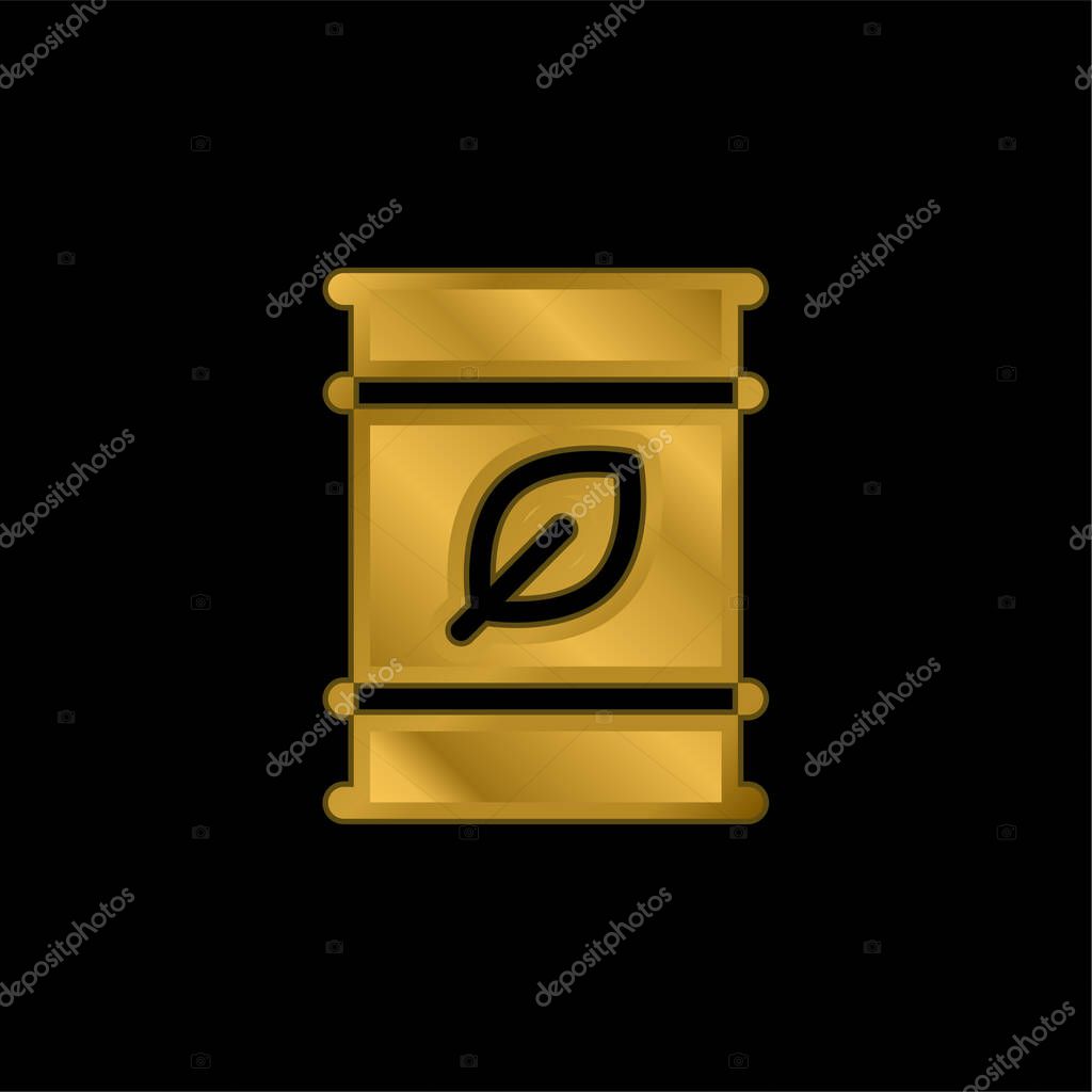 Biofuel gold plated metalic icon or logo vector