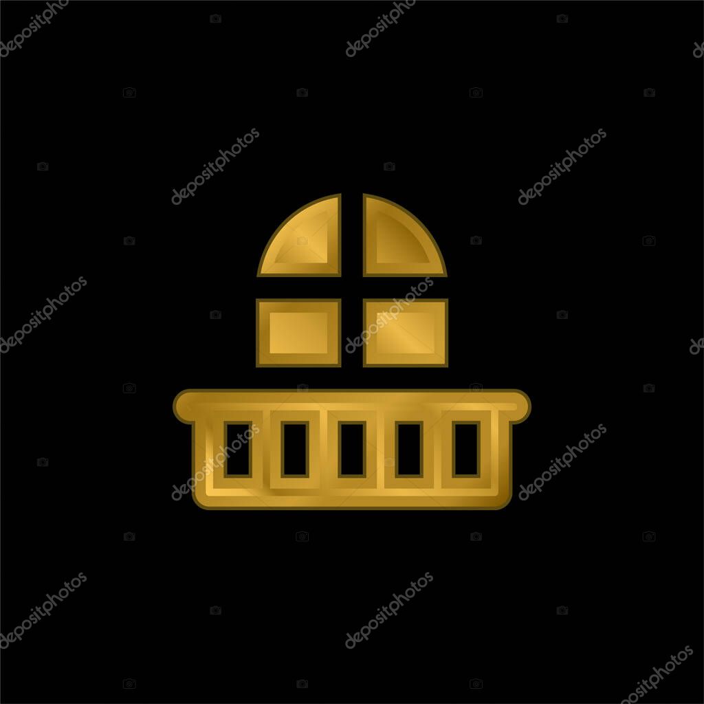 Balcony gold plated metalic icon or logo vector