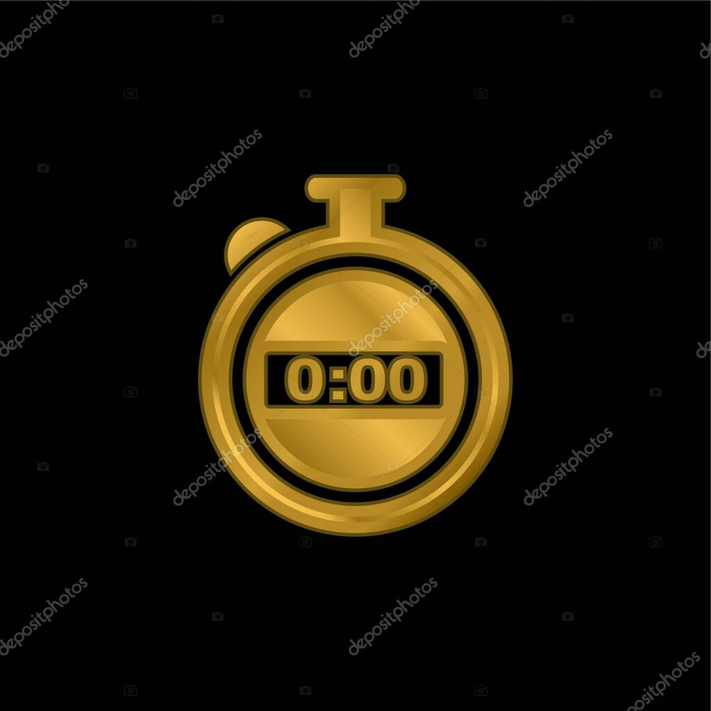 Black Stopwatch gold plated metalic icon or logo vector