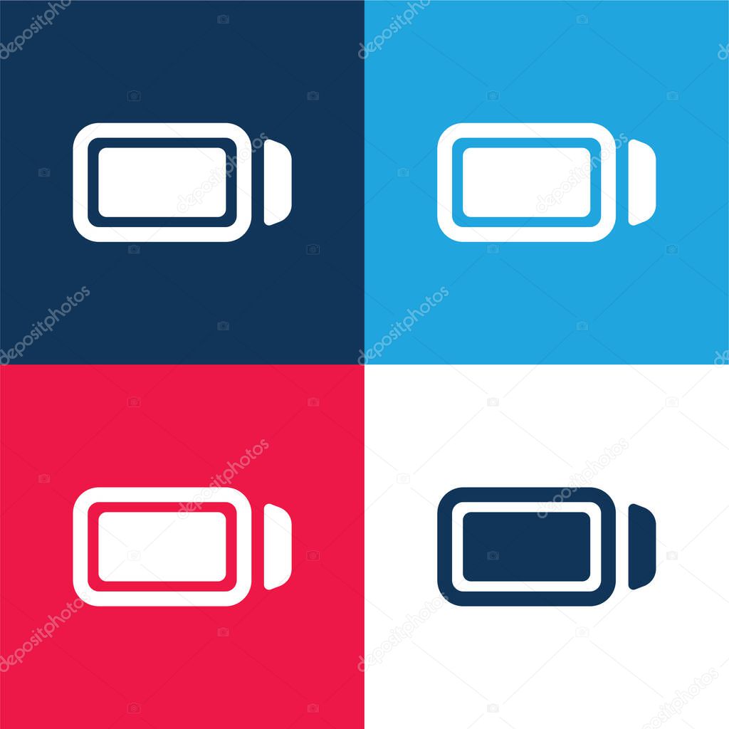 Battery Full blue and red four color minimal icon set