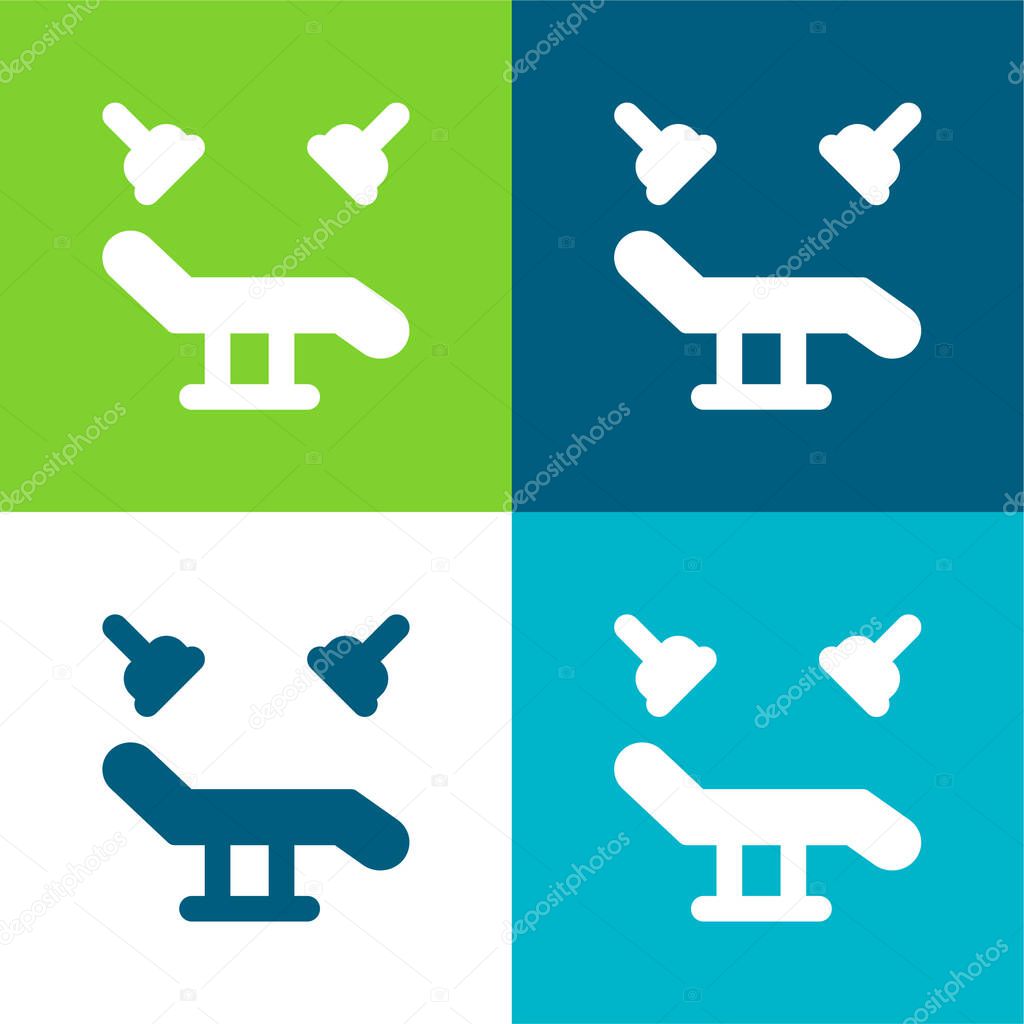 Bed Flat four color minimal icon set