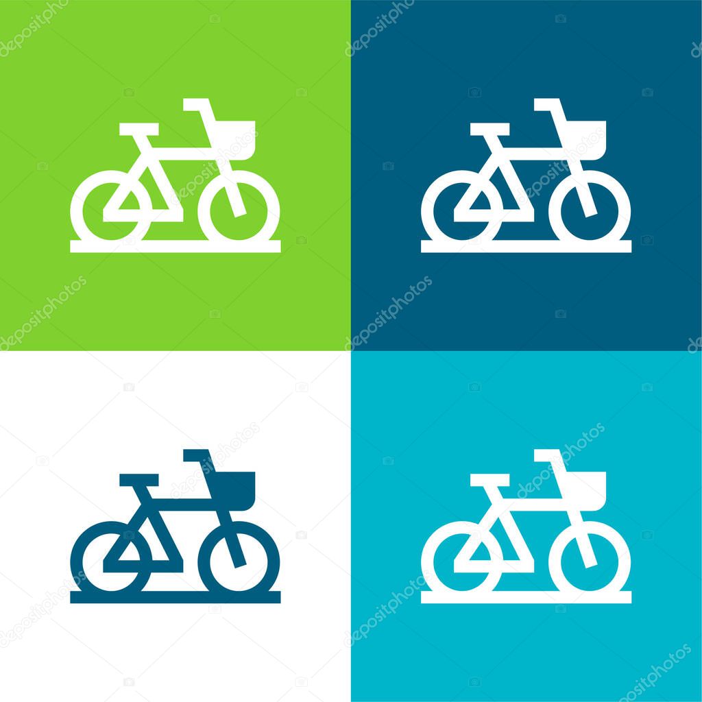 Bike Flat four color minimal icon set