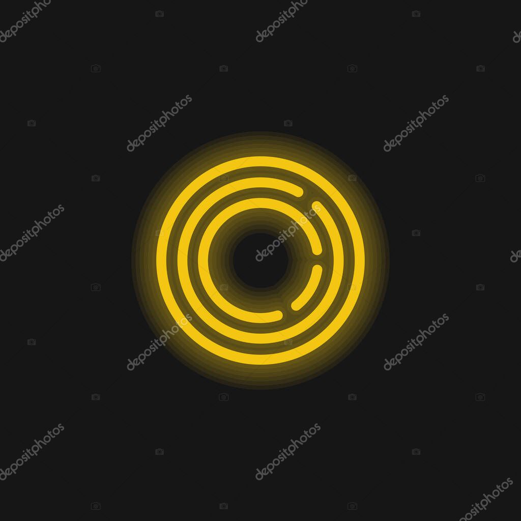 Big Frisbee yellow glowing neon icon