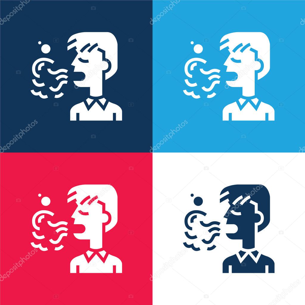 Bad Breath blue and red four color minimal icon set