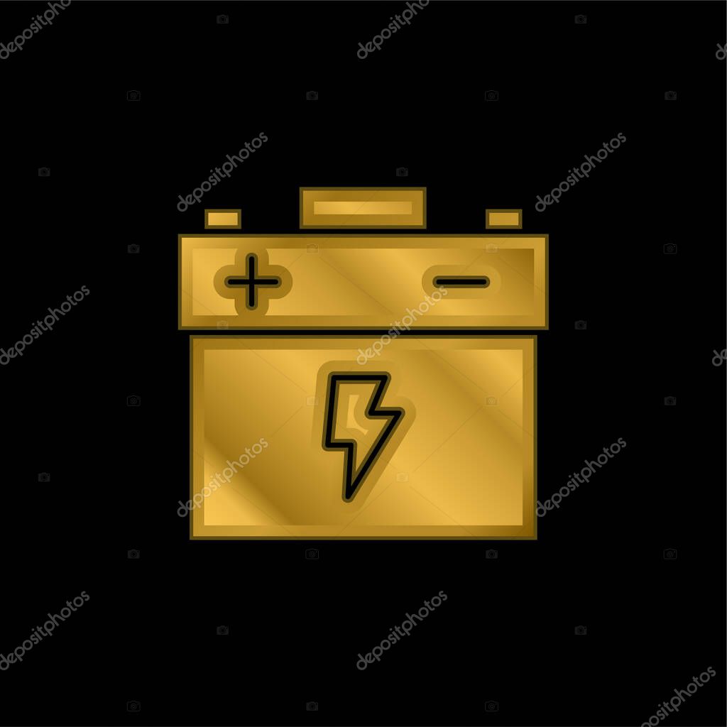 Battery gold plated metalic icon or logo vector