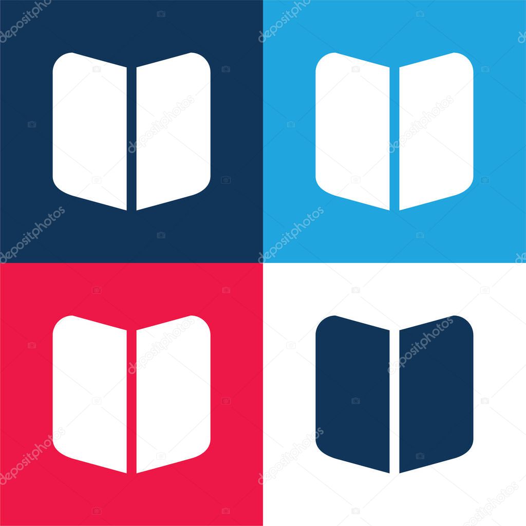 Book Black Opened Symbol blue and red four color minimal icon set