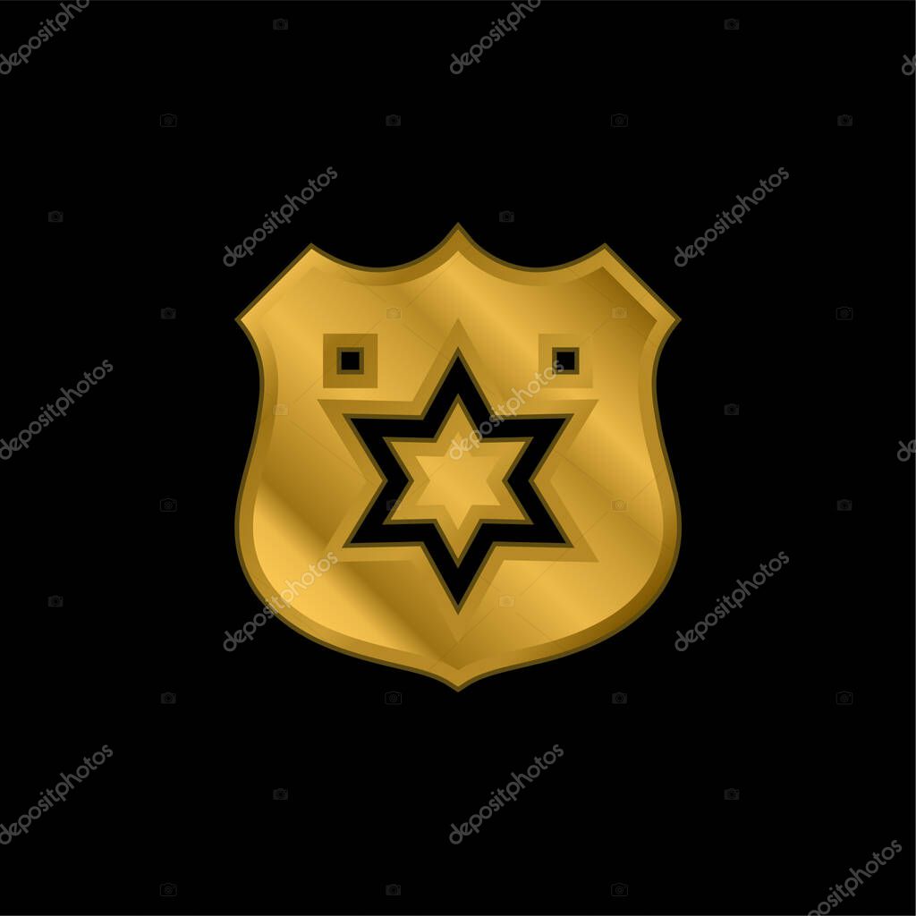 Badge gold plated metalic icon or logo vector