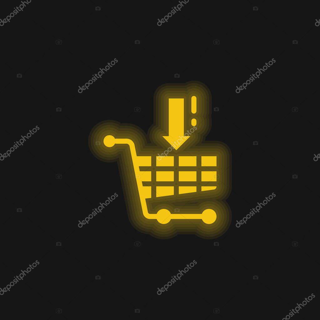 Add To Cart yellow glowing neon icon