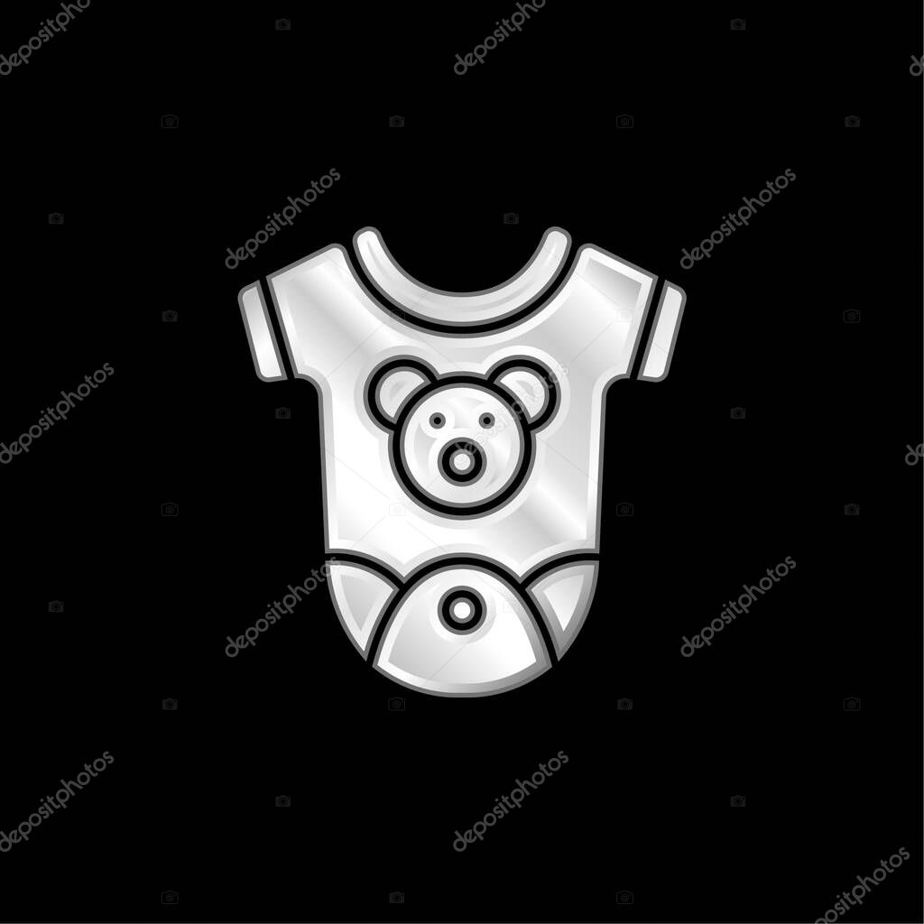 Baby Clothes silver plated metallic icon