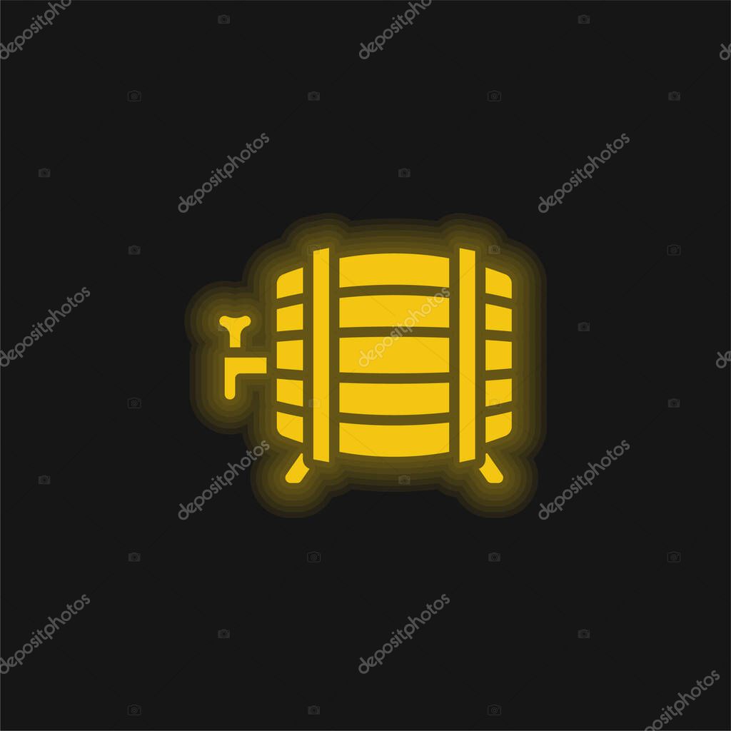 Barrel yellow glowing neon icon