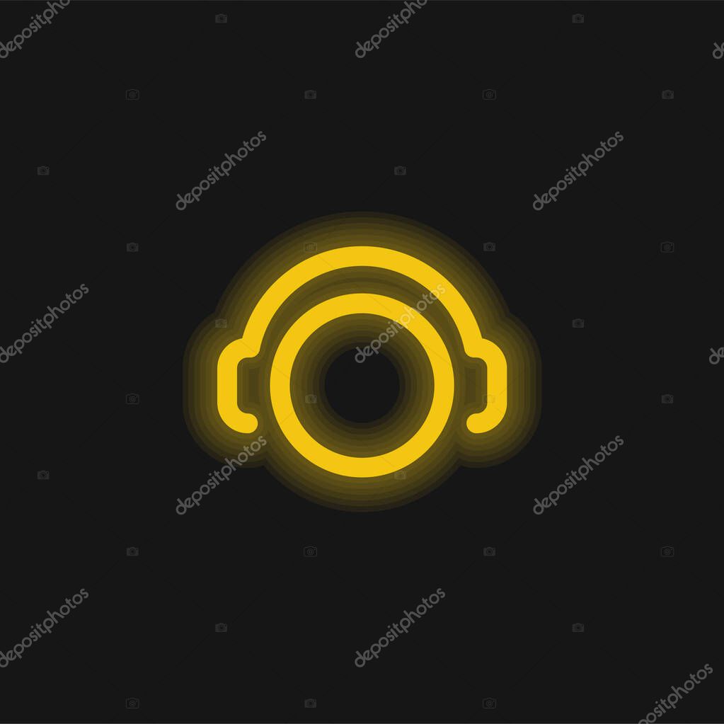Aircraft Marshall yellow glowing neon icon