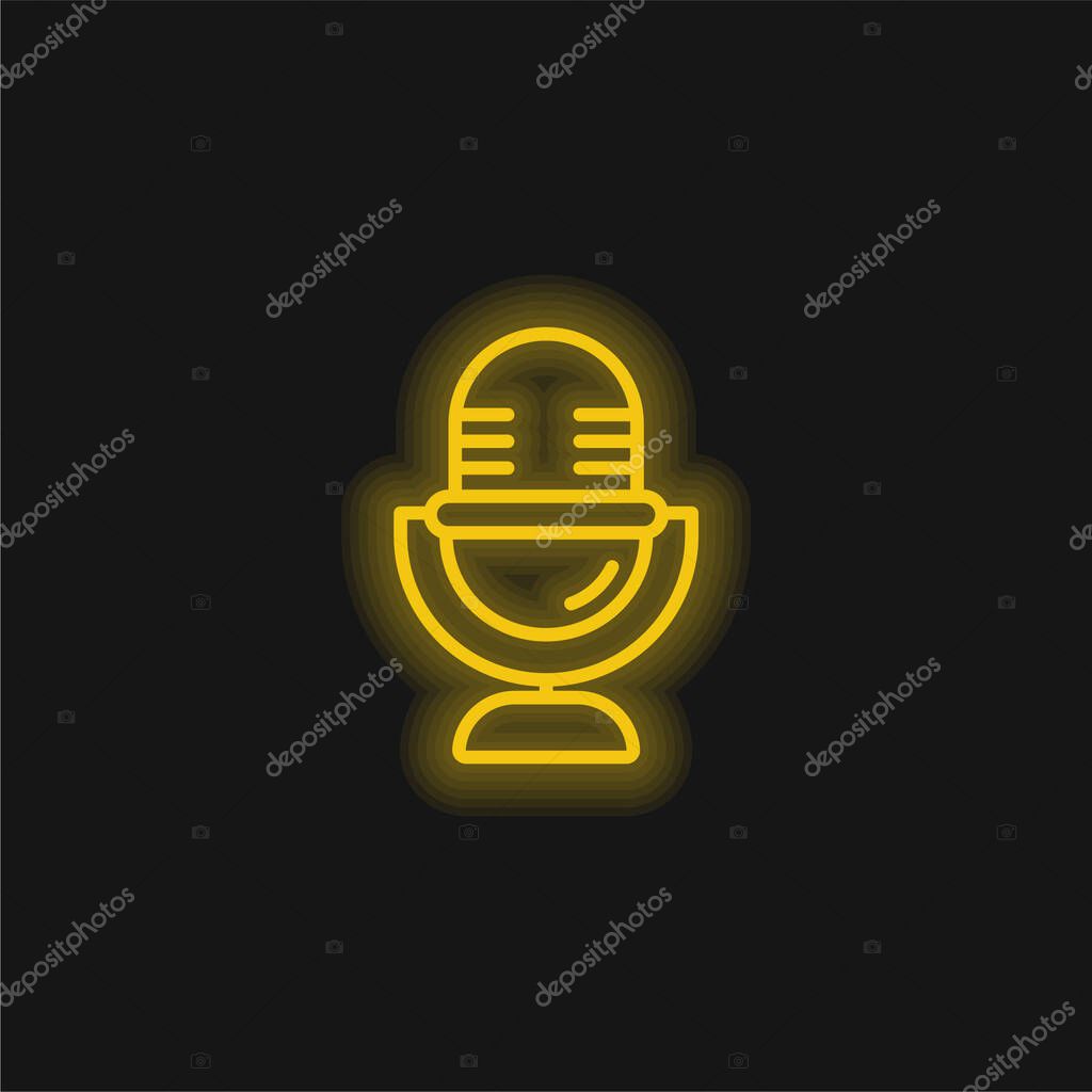 Audio yellow glowing neon icon