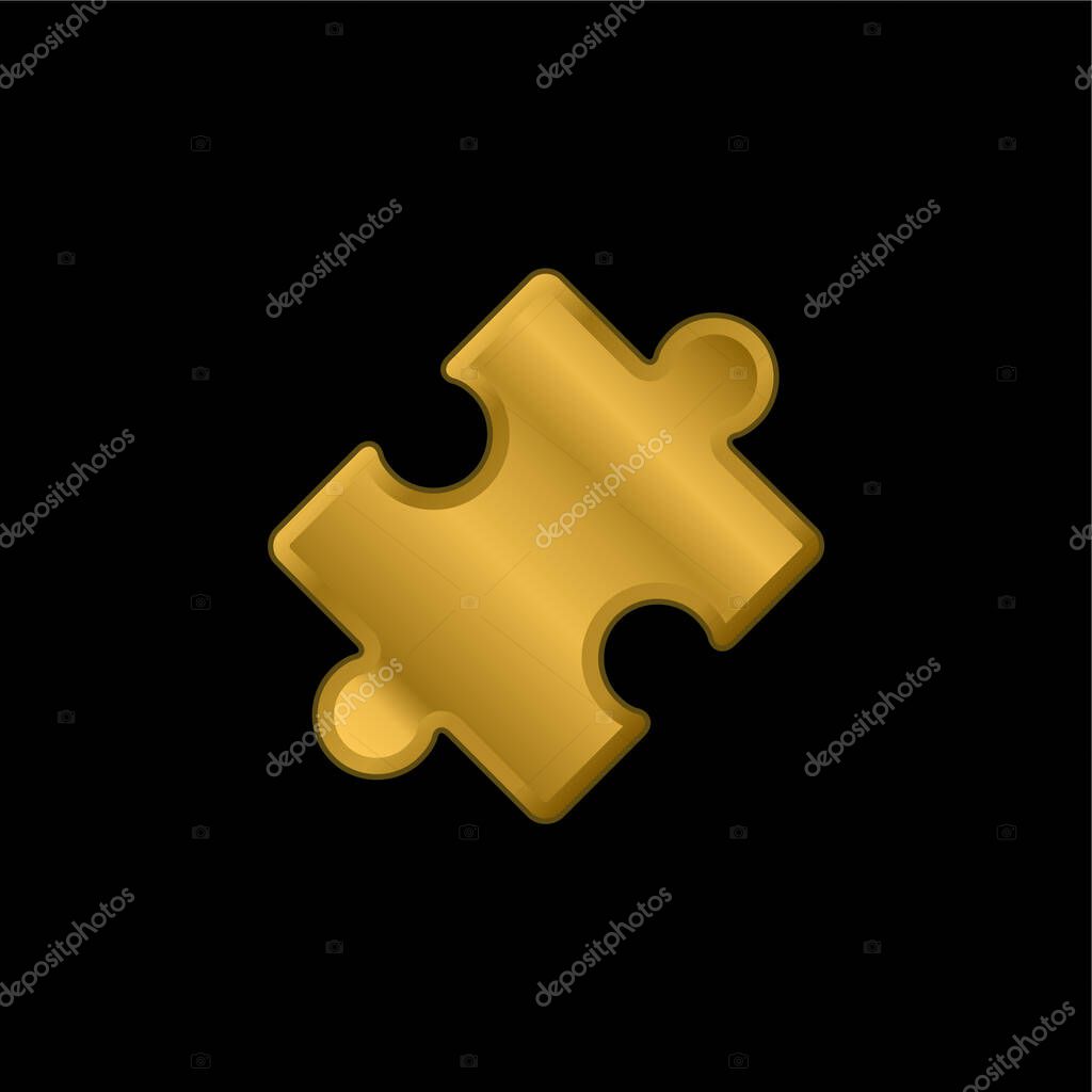 Black Rotated Puzzle Piece gold plated metalic icon or logo vector