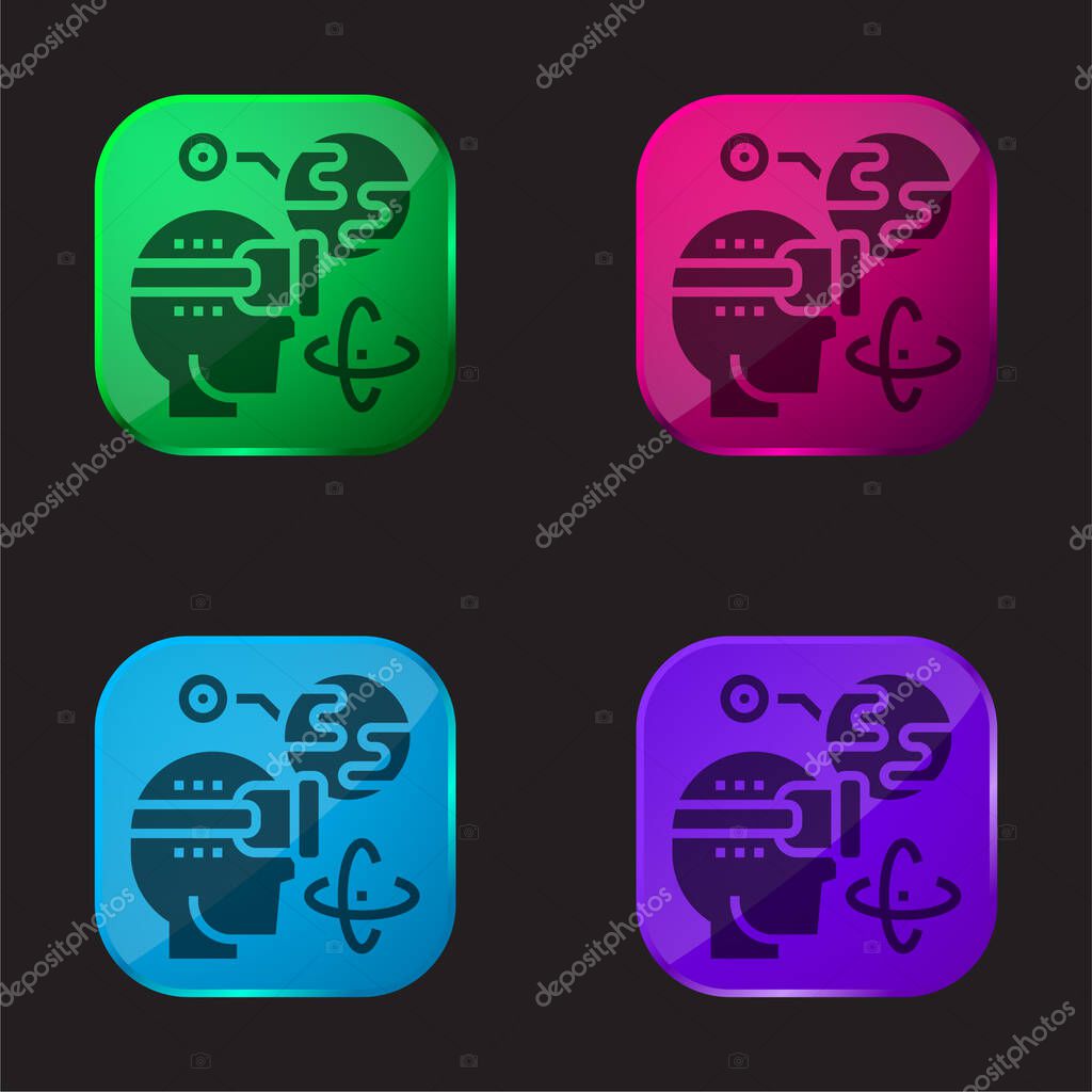 Augmented Reality four color glass button icon