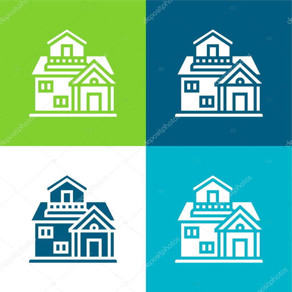 Architecture Flat four color minimal icon set