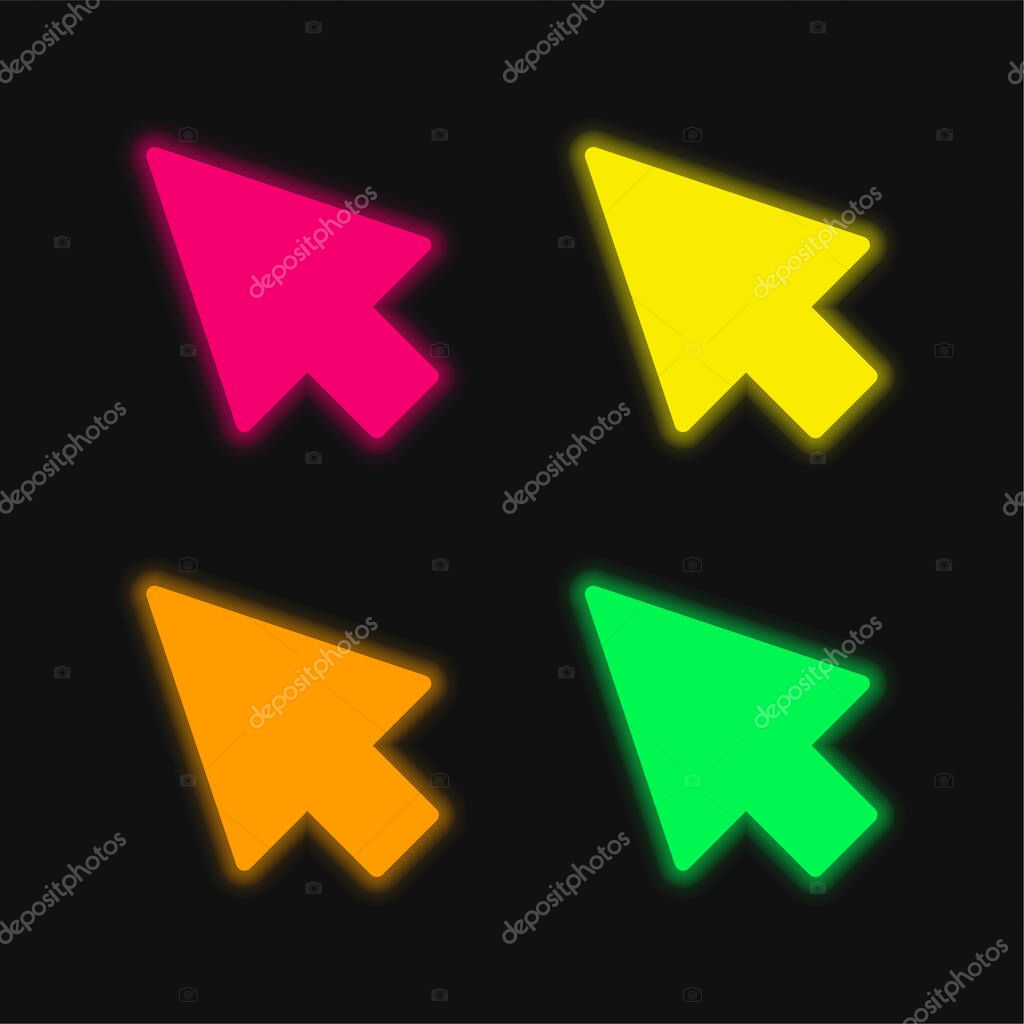 Arrow four color glowing neon vector icon