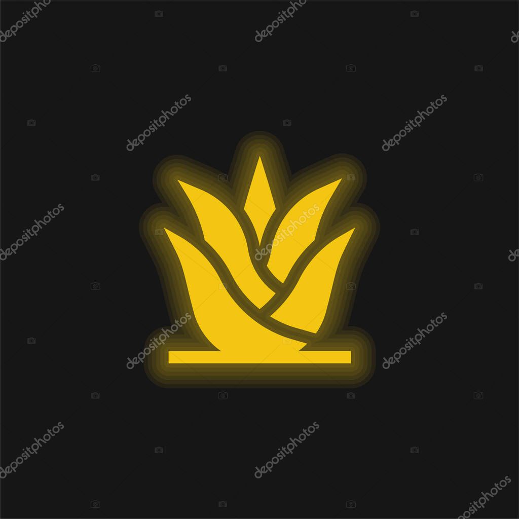 Aloe Vera yellow glowing neon icon