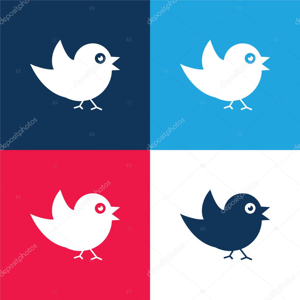 Bird Of Black Feathers blue and red four color minimal icon set