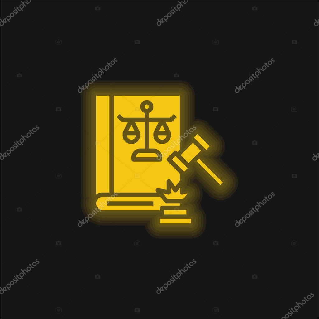 Auction yellow glowing neon icon