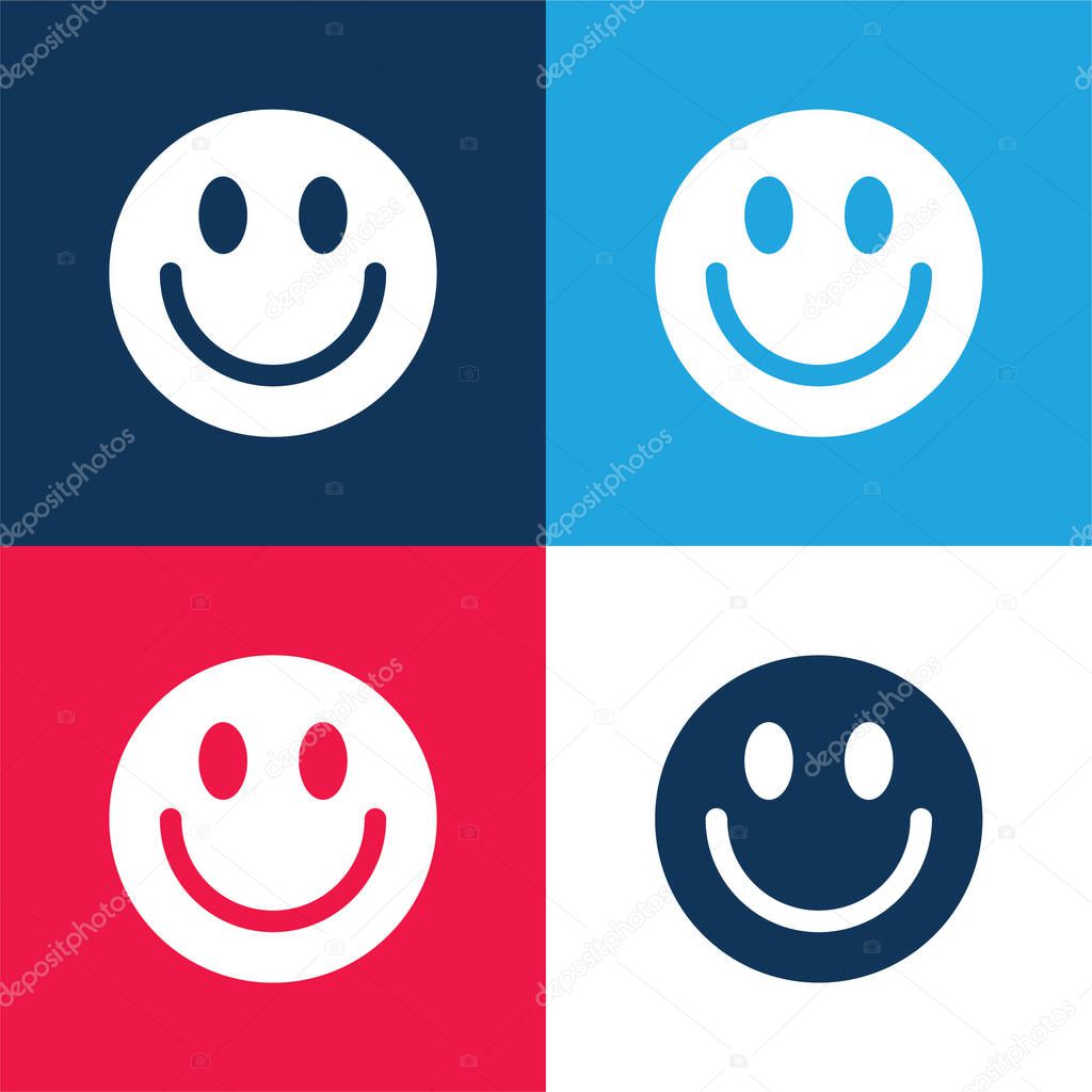Big Smiley Face blue and red four color minimal icon set