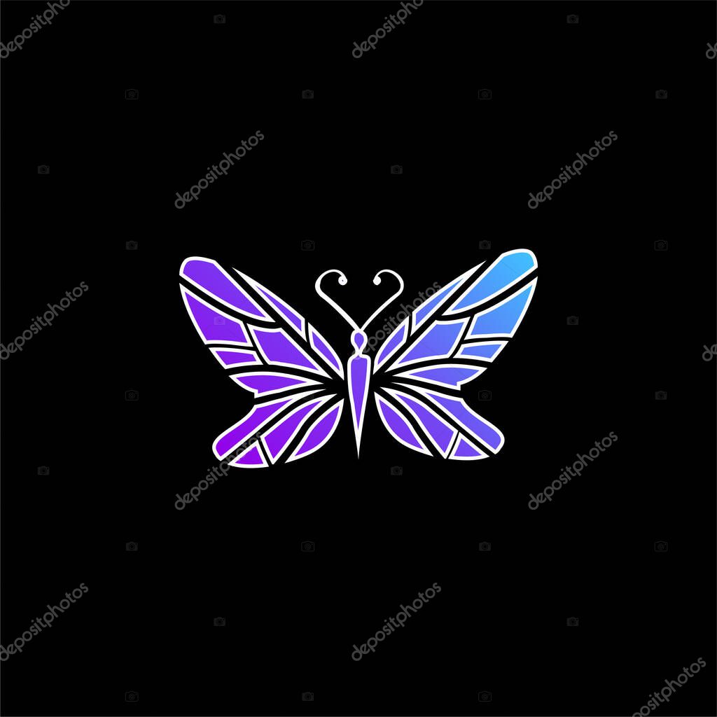 Black Butterfly Top View With Lines Wings Design blue gradient vector icon