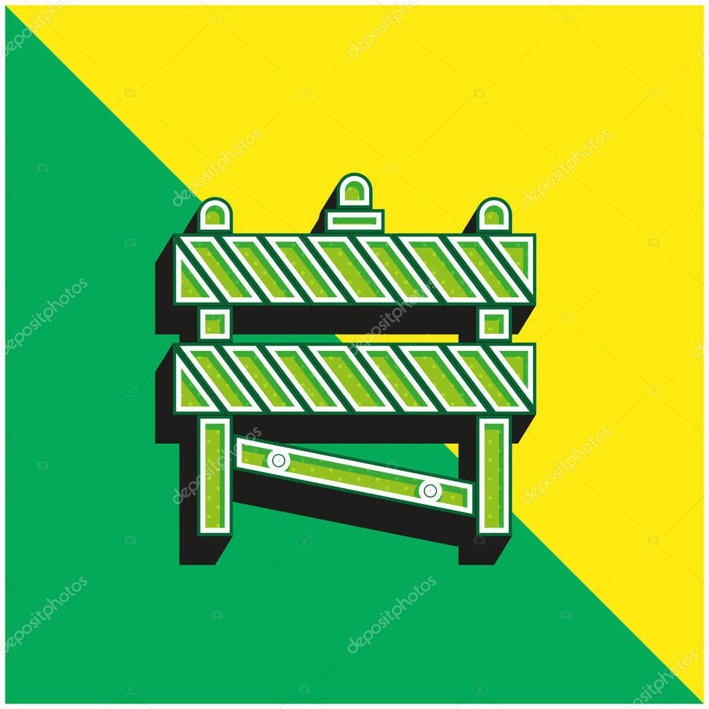Barrier Green and yellow modern 3d vector icon logo