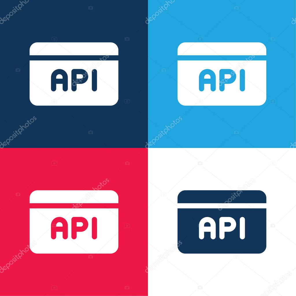 Api blue and red four color minimal icon set