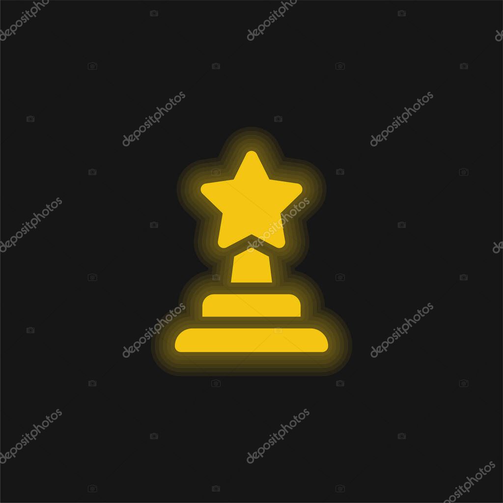 Award yellow glowing neon icon