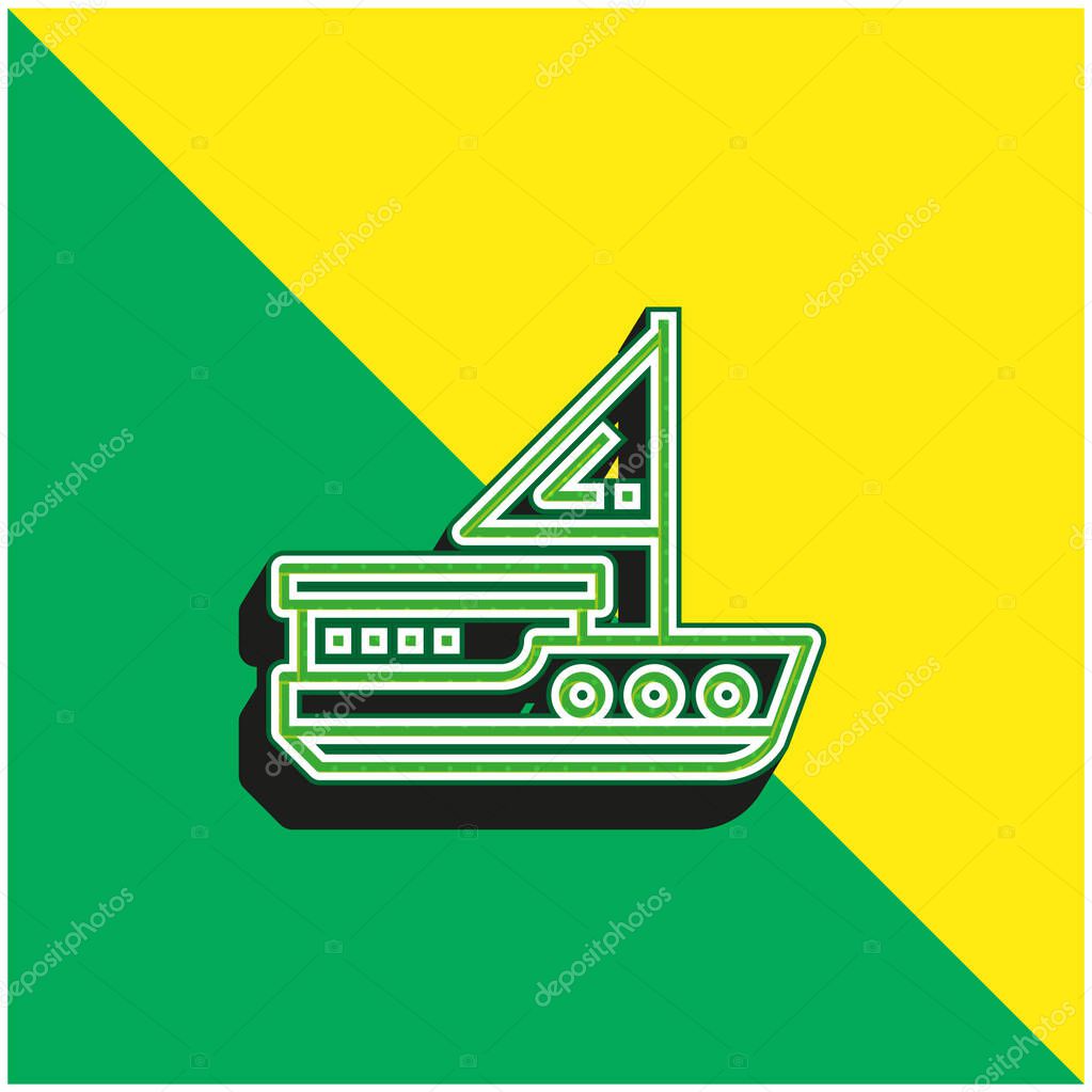 Boat Green and yellow modern 3d vector icon logo