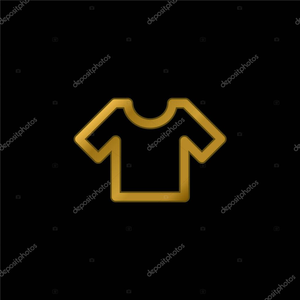 Basic T Shirt gold plated metalic icon or logo vector