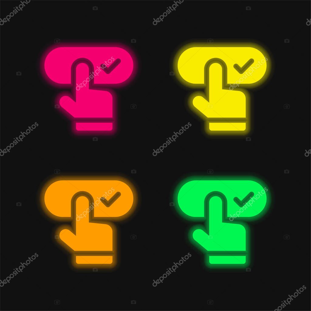 Booking four color glowing neon vector icon