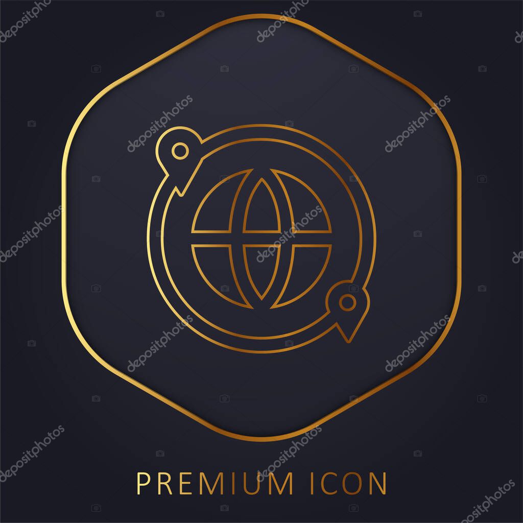 Around The World golden line premium logo or icon