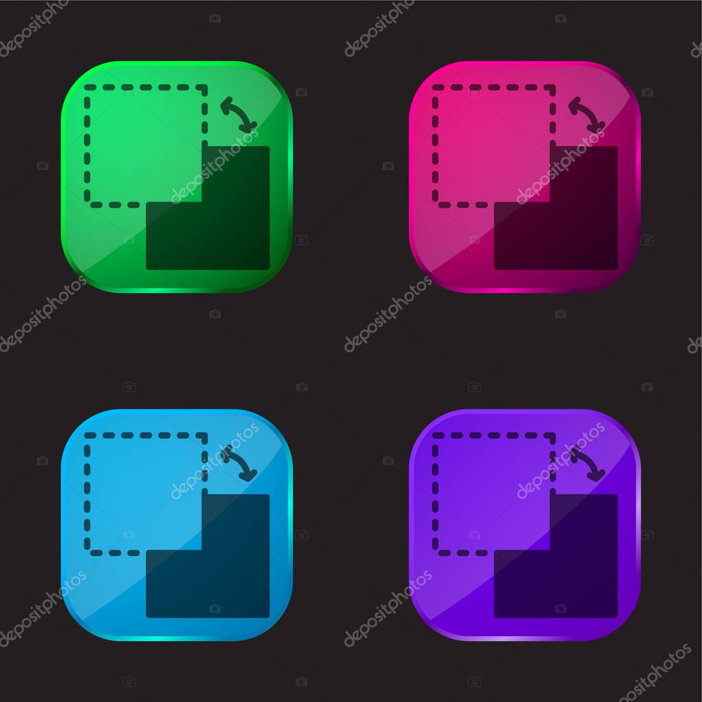 Background four color glass button icon