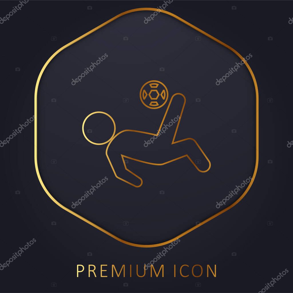 Bicycle Kick golden line premium logo or icon
