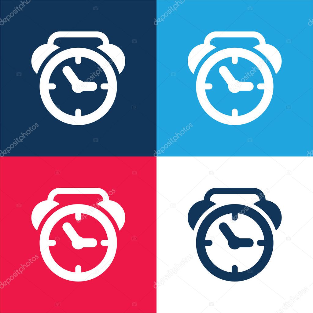 Alarm Clock Of Circular Shape blue and red four color minimal icon set