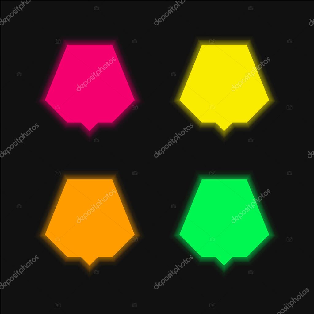 Black Nonagon four color glowing neon vector icon