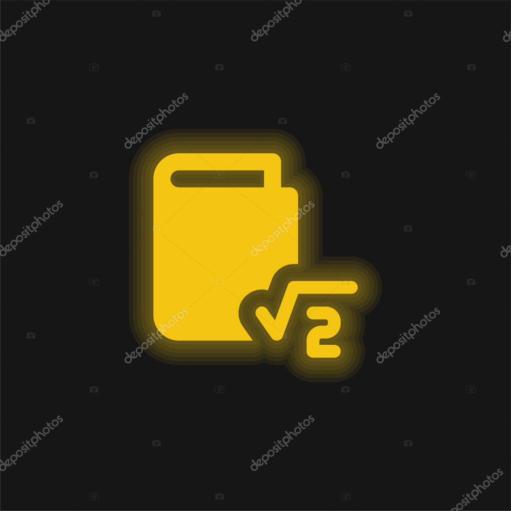 Book yellow glowing neon icon