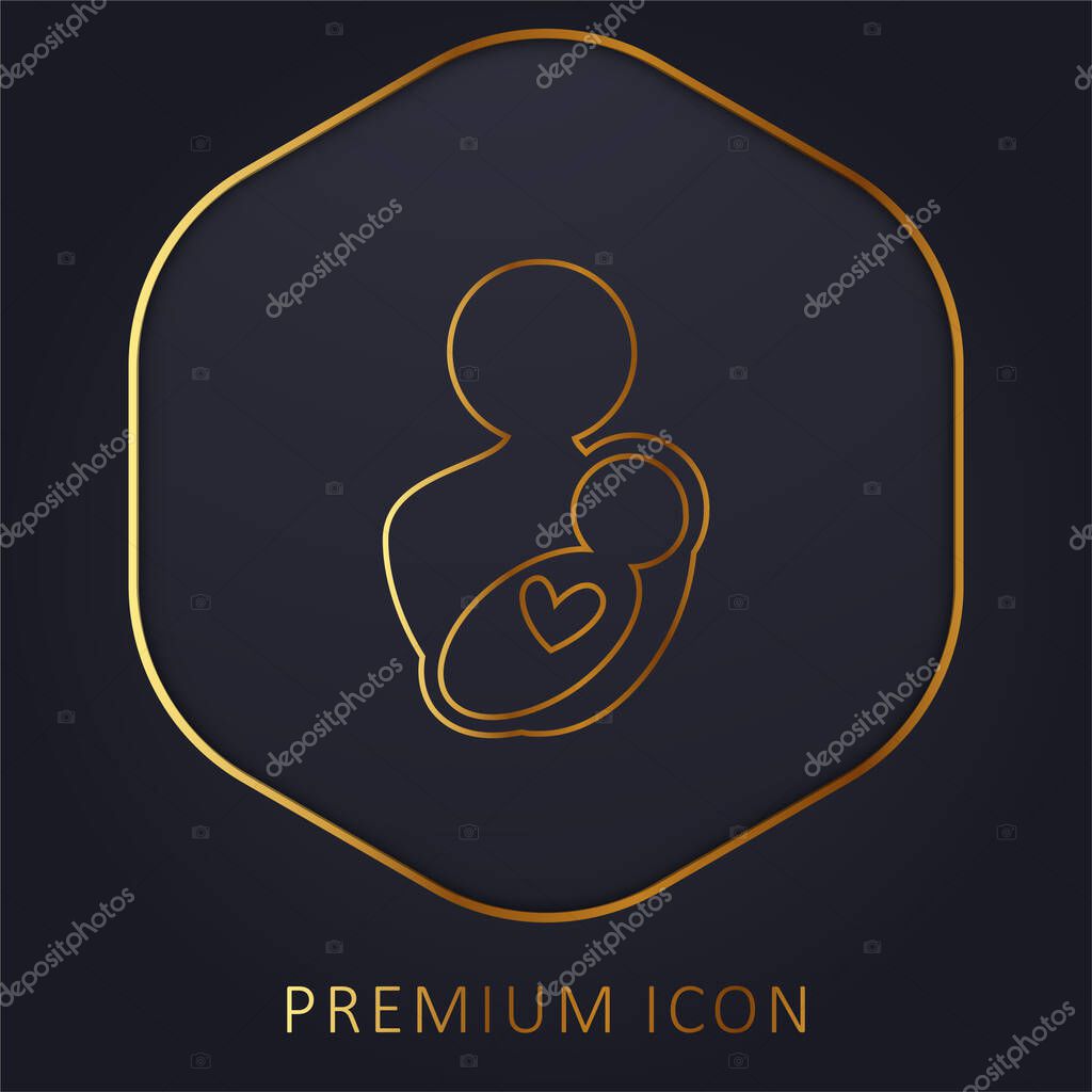 Baby And Mom golden line premium logo or icon