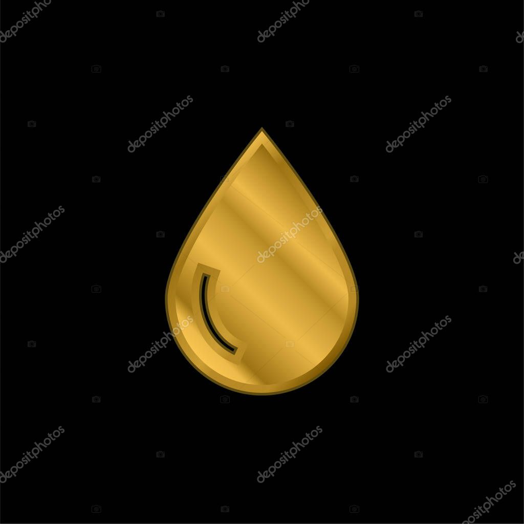 Blood Drop gold plated metalic icon or logo vector