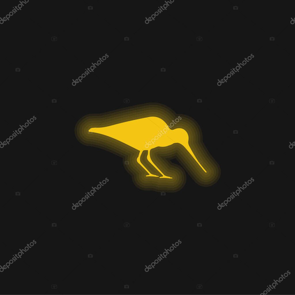 Bird Oystercatcher yellow glowing neon icon