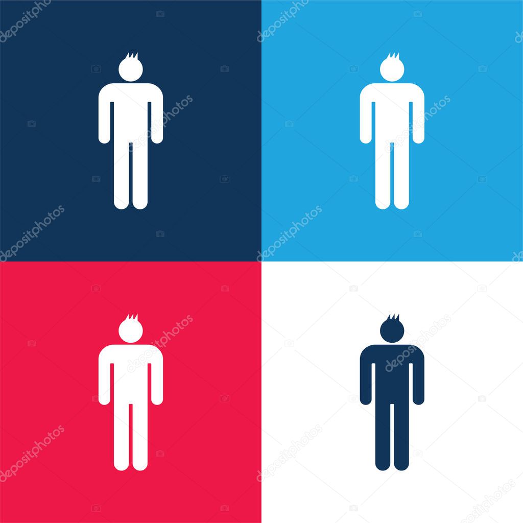 Boy blue and red four color minimal icon set