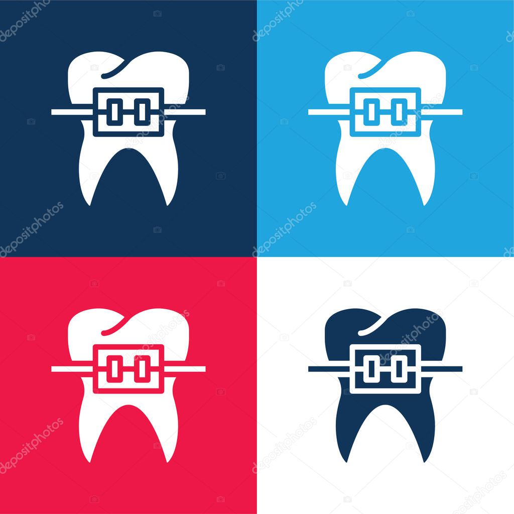 Braces blue and red four color minimal icon set