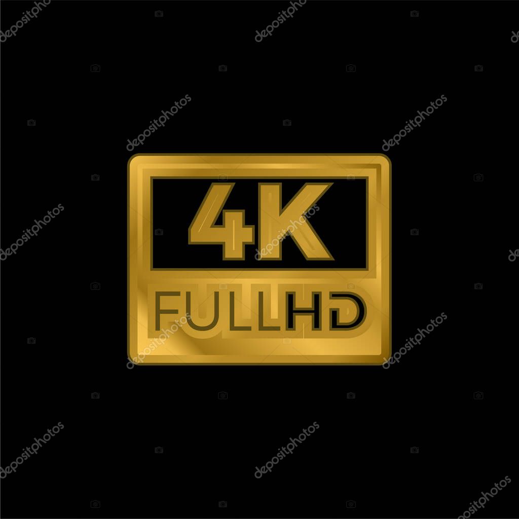 4K FullHD gold plated metalic icon or logo vector