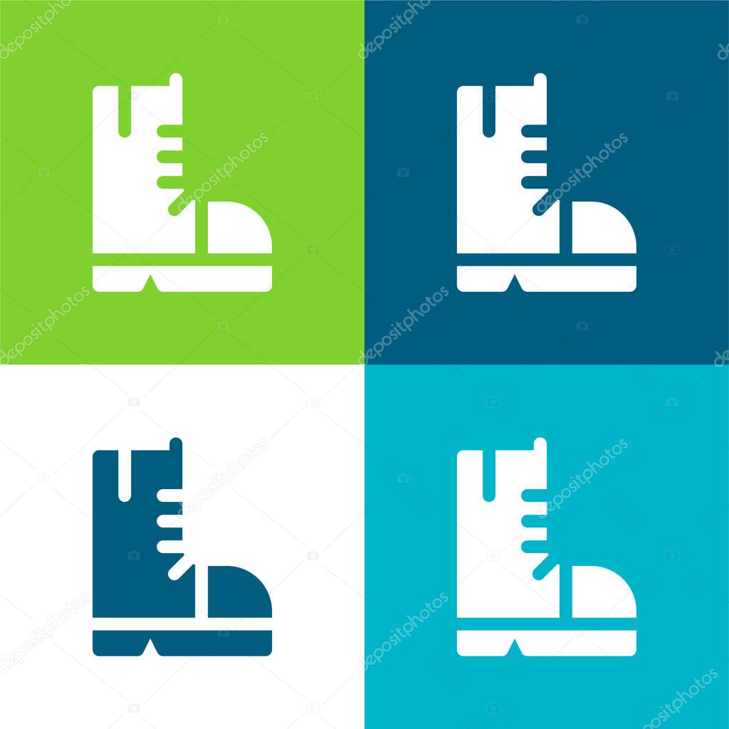 Boots Flat four color minimal icon set