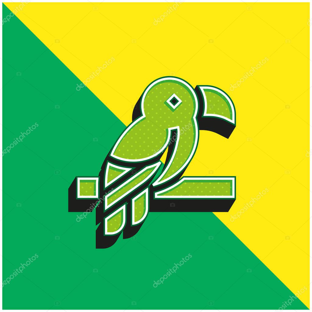 Bird Green and yellow modern 3d vector icon logo